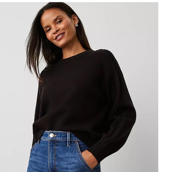 Ann Taylor crew sweater- large black NWT - Picture 1 of 6